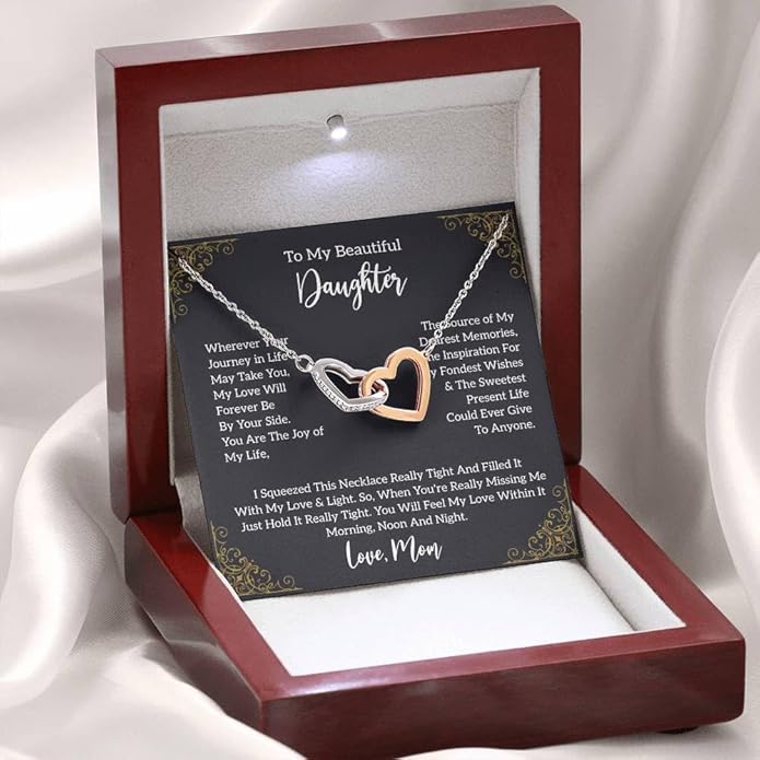 To My Daughter Gift Necklace From Dad or Mom - Badass Daughter Jewelry With Heartfelt Message & Elegant Box