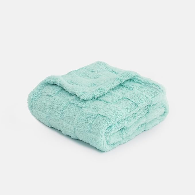 Checkered Baby Blankets Double-Sided Fleece Plush Toddler Blankets for Boys Girls, Lightweight Soft Cozy and Warm Blanket for Home Bed, Couch, Sofa 30 x 40 Inches Aqua Blue