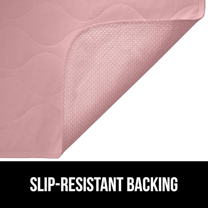GORILLA GRIP Washable Underpads, Waterproof Reusable Heavy Absorbency Incontinence Bed Pads, Leak Proof Toddler Mattress Pad, 52x34 Slip Resistant Protector for Bedwetting, Adults and Kids, Pink