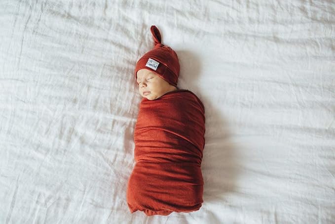 Large Premium Knit Baby Swaddle Receiving Blanket "Rust" by Copper Pearl