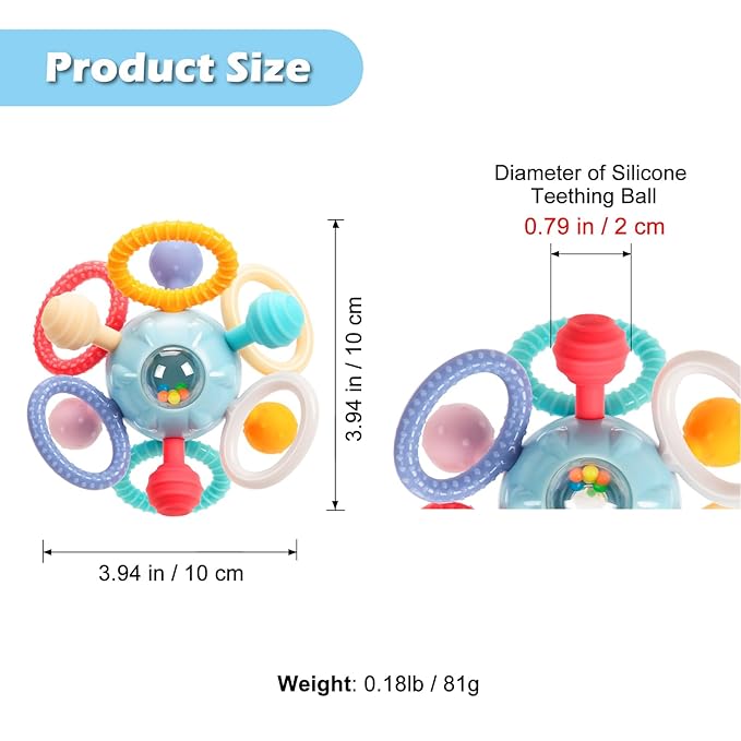 Montessori Teething Toys for Babies 0-6 6-12 Months, Baby Teether Sensory Toys for 0 3 6 9 12 18 Months, Newborn Infant Learning Toys for 1 2 Year Old Boys Girls