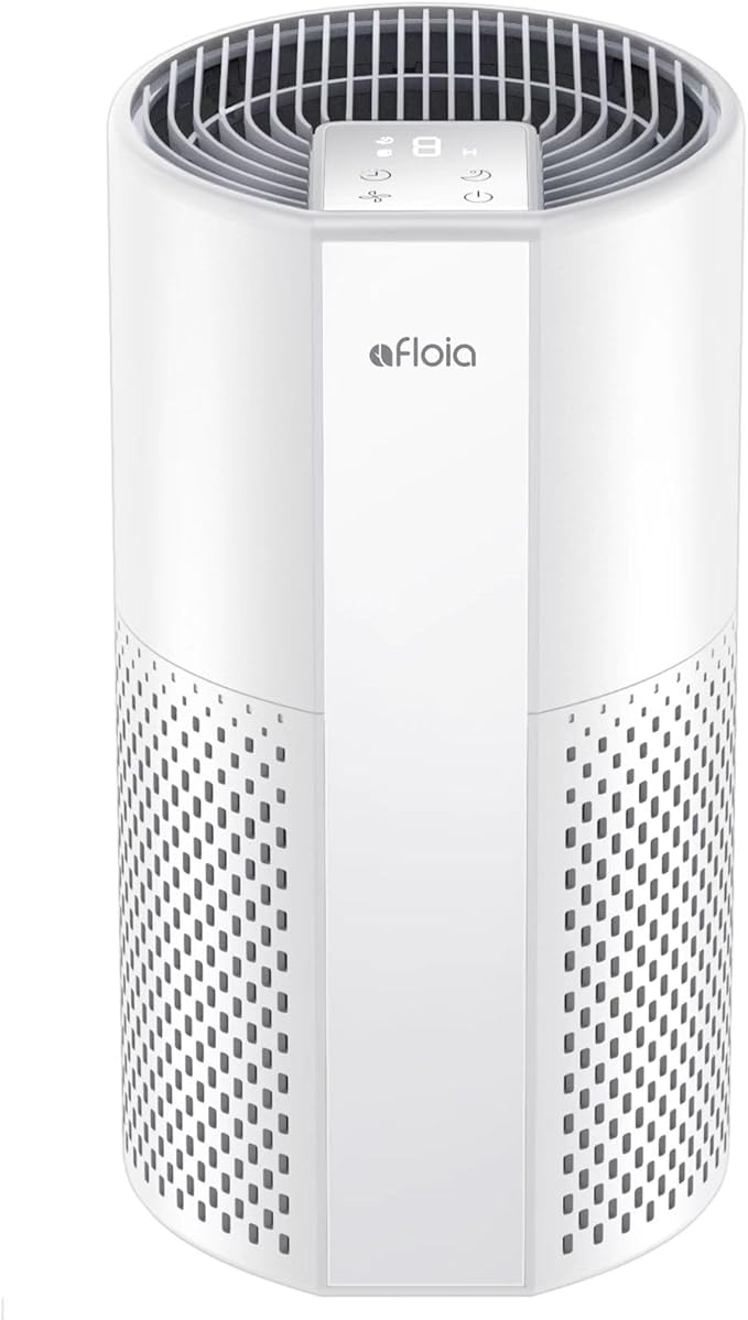 Afloia Air Purifier for Home, 4-in-1 Washable Filter for Allergies, Covers Up to 1076 ft², Quiet Operation, Auto Shut-Off & Night Light, Removes Pet Dander, Pollen, Dust, Mold, and Smoke, White