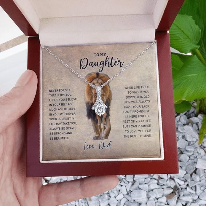 To My Daughter Gift Necklace From Dad or Mom - Badass Daughter Jewelry With Heartfelt Message & Elegant Box