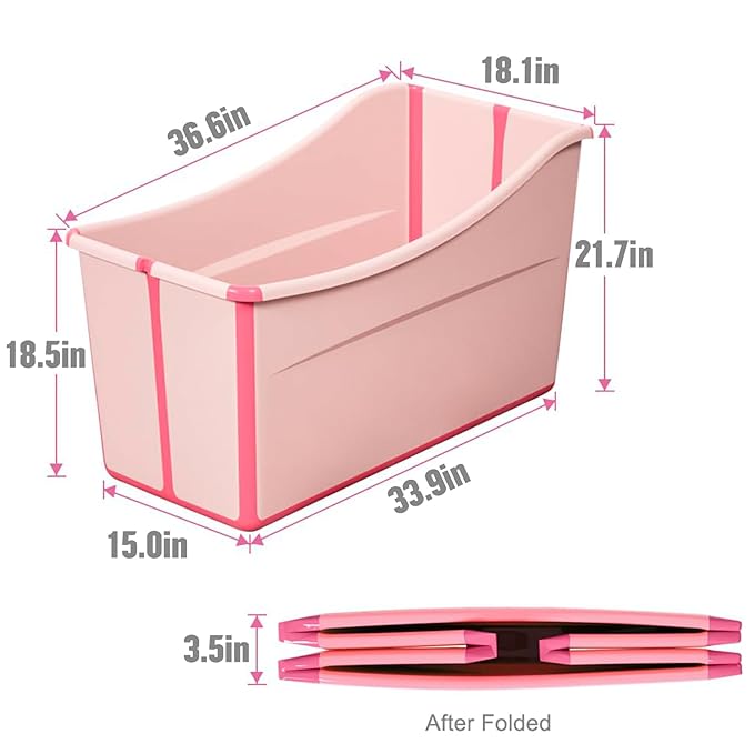 Large Foldable Bathtub for Toddler Collapsible Baby Bathtub Portable Bath tub Lightweight for Children Twins Petite Adult