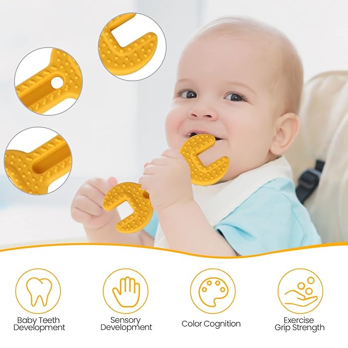 4 Pack Chew Baby Teething Toys for 0-12 Months, Freezable BPA Free Silicone Baby Molar Teether Chew Toys, Hammer Wrench Spanner Pliers Shape Baby Girl's Boy Car Seat Toy