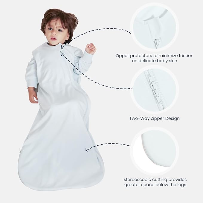 Unisex Sleeping Bag for Babies and Toddlers 1.0 Tog Sleep Sack 0-6Months, Newborn Sleep Sack, Wearable Blanket Baby, One Piece Long Sleeves, Gifts for Baby