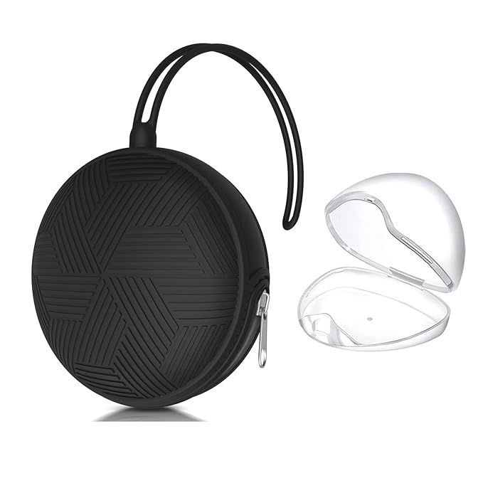 Smlpuame Pacifier Holder Case,Mothers Day Gifts for Mom BPA Free Portable Silicone Baby Pacifier Cover Pouch for Diaper Bag Stroller,Travel Outdoor Activities,Easy to Clean(Black)