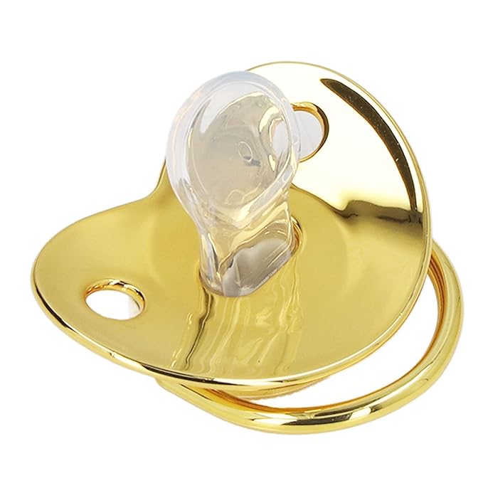 Personalized Golden Letter Baby Pacifier with Bling Design, Clips, Anti-Dust Cover for Newborn Photography, Baby Shower