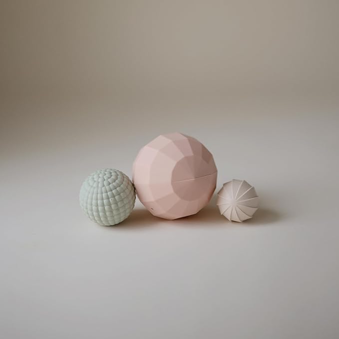 mushie Silicone Nesting Spheres Sensory Toy (Blush) | Pack of 3