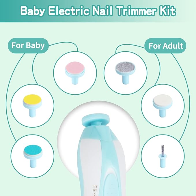 Baby Grooming Kit, Electric Safety Nail Trimmer Baby Nursery Kit,Infant Safety Care Set with Hair Brush Comb Nail Clipper Nasal Aspirator,Baby Essentials Kit for Newborn Girls Boys (20 Pc Green Kit)