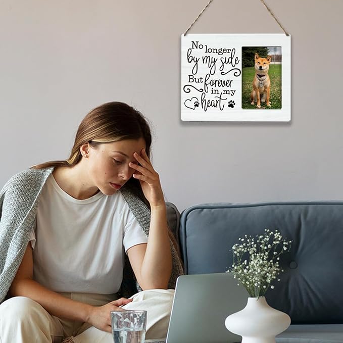 Dog Pet Memorial Picture Frame for Dogs That Passed Goodbye Gift for Someone who Lost Dogs No Longer by My Side but Forever in My Heart Photo Frame Table Desk Decor for Home Livingroom Bedroom Tabletop Display Frame picture1805