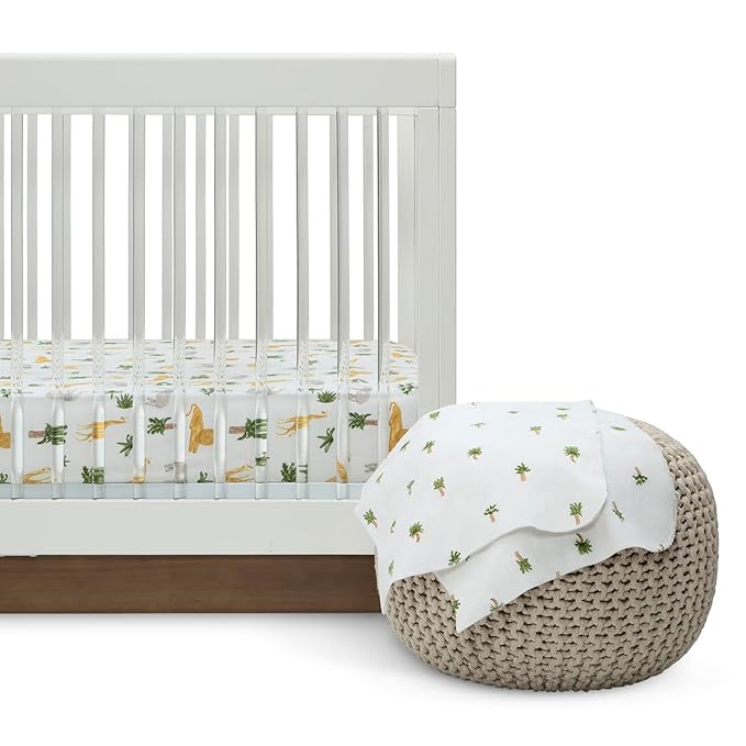 Delta Children Fitted Crib Sheets for Girls and Boys - Crib Sheet for Standard Crib and Toddler Mattresses - 28x52 Inch (Pack of 2), Safari Friends