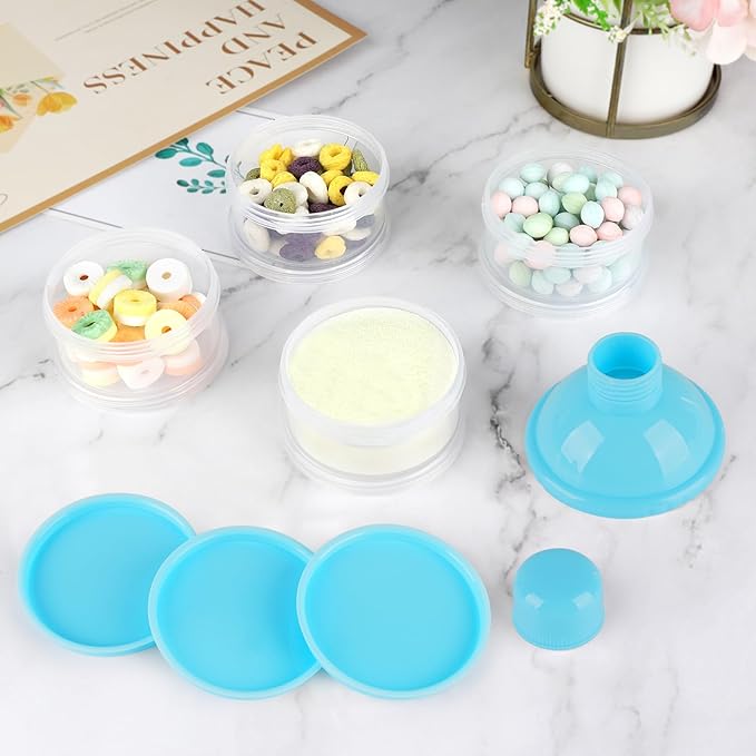 Accmor Formula Dispenser On The Go, 4 Compartments Stackable Formula Container for Travel, Baby Milk Powder Kids Snack Container, BPA Free 