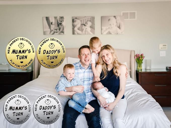 Fathers Day New Baby Gifts for Parents,Double-Sided Decision Coin Gift for New Mom & Dad,Funny Baby Shower Gifts for Couple,Gifts for Pregnant Women as Halloween Thanksgiving Christmas Gift,A-Gold