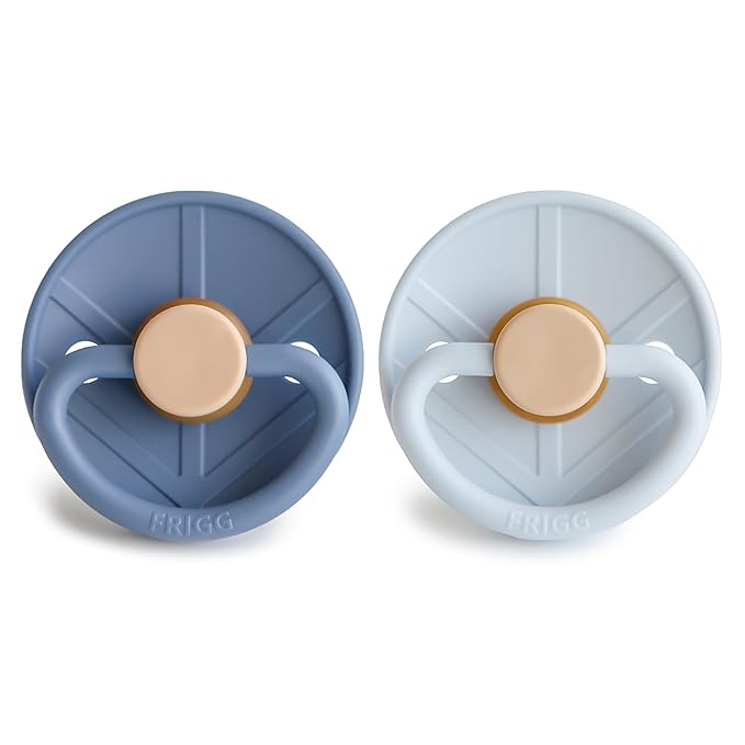 FRIGG Little Viking Natural Rubber Baby Pacifier 2-Pack | Made in Denmark | BPA-Free (Ocean View/Powder Blue, 0-6 Months)
