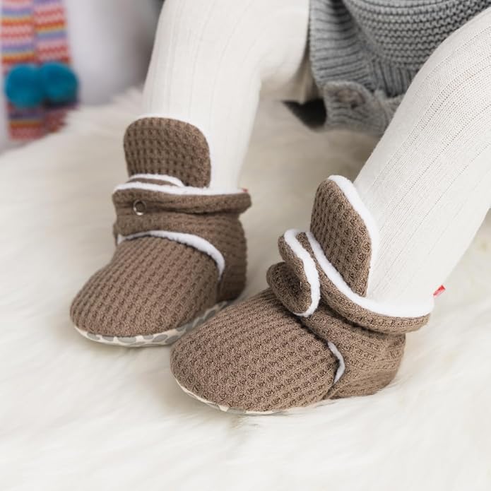 Sawimlgy Newborn Infant Baby Girl Boy Cotton Booties Stay On Sock Slippers Soft Bedroom Shoes Non-Skid Ankle Boots With Grippers Toddler Crib Warm Shoe First Walker Birthday Shower