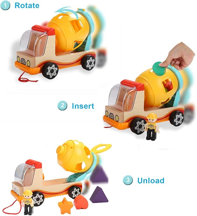 TOP BRIGHT Wooden Shape Sorter Toys for Toddlers Learning Sort and Match for 2 Year Old