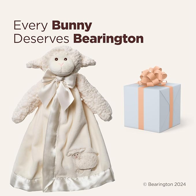 Bearington Baby Lamby Snuggler - 15 Inch White Lamb Plush Stuffed Animal Security Blanket Lovey for Babies, Baptism Gifts for Boys and Girls - Baptism Lamb Stuffed Animal