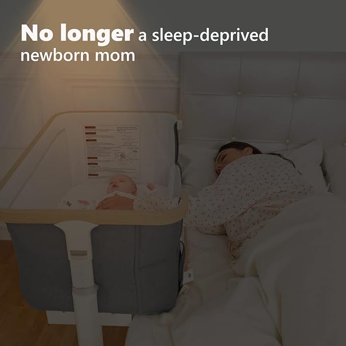 Rocking Bassinet for Baby Electric Automatic Bedside Sleeper Rocks Itself 3 Speed Auto Rolling Newborn Cradle 5 Height Adjustable with Music, Wheels, Storage, Dark Grey