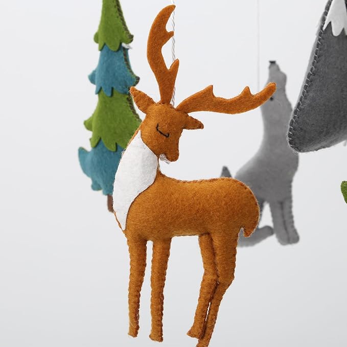 Woodland Mobile for Crib - A Woodland Crib Mobile with Stars Trees Clouds and Animals for a Forest or Hunting Theme