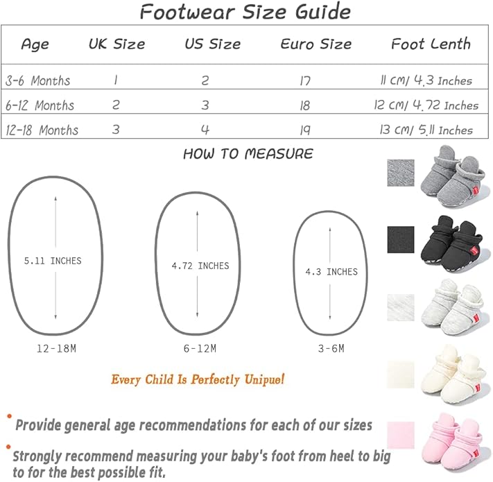 Sawimlgy Newborn Infant Baby Girl Boy Cotton Booties Stay On Sock Slippers Soft Bedroom Shoes Non-Skid Ankle Boots With Grippers Toddler Crib Warm Shoe First Walker Birthday Shower
