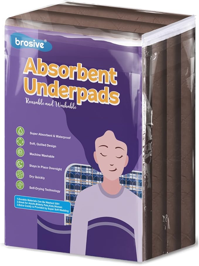 Bed Washable Waterproof 36x72 Inch (2 Pack), Extra Large Washable Pads for Incontinence, Brown Ideal for Elderly, Adults, Kids and Pets