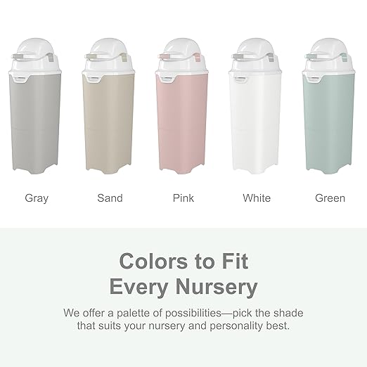 Foundations Tall Diaper Pail with Airtight Lid - Durable & Odorless Diaper Disposal, Large Capacity, Holds up to 60 Newborn Diapers, Refill with Any Bags - Sand