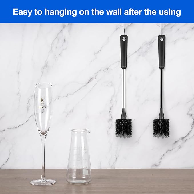 3 Pack Bottle Brush Set, Long Handle Baby Bottle Brush Cleaner with Straw Brush and Lid Brush, Water Bottle Scrubber, Kitchen Scrub Cleaning Brushes for Cups, Coffee Mugs, Tumblers, Thermos
