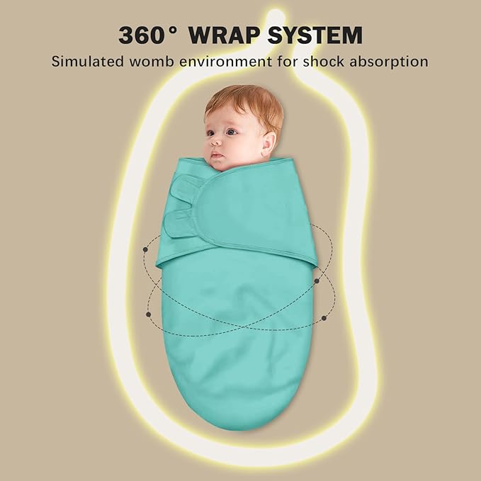 Cute Castle 3-Pack Baby Swaddle Sleep Sacks - Newborn Swaddle Sack - Ergonomic Baby Swaddles Blanket Warp for Boys and Girls - Baby Essentials (0-6 Months - Green)
