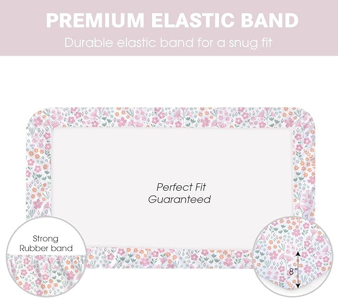 Little Grape Land Toddler Sheets 4 Pack – Baby Crib Sheets Fitted for Boys Girls, Standard Size 28x52‘’ Crib Mattress, Super Soft Breathable Washable Microfiber (Floral/Blossom/Dots/Blush Pink)