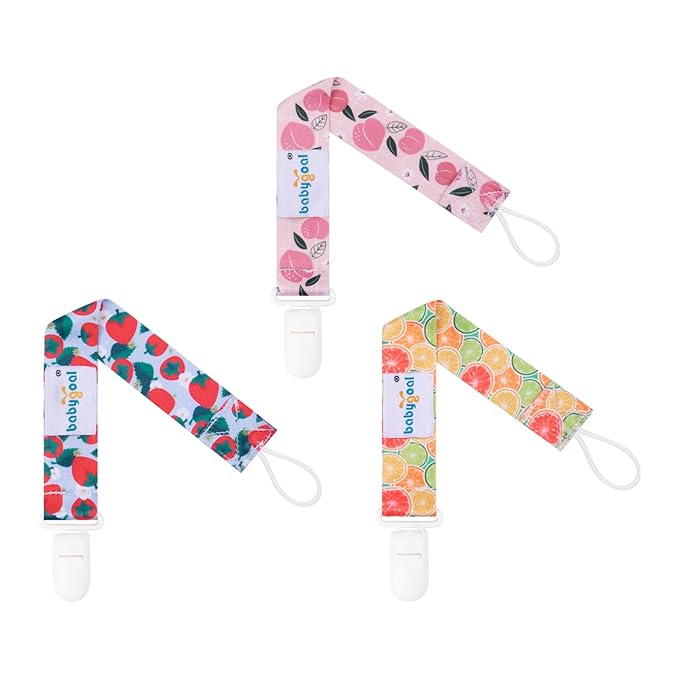 Babygoal Fruit Pacifier Clips, 6 Pack Binky Paci Holder and Leash for Boys and Girls Fits for Most Pacifier, Binkie Styles & Baby Teethers & Toys and Gift 6PB17