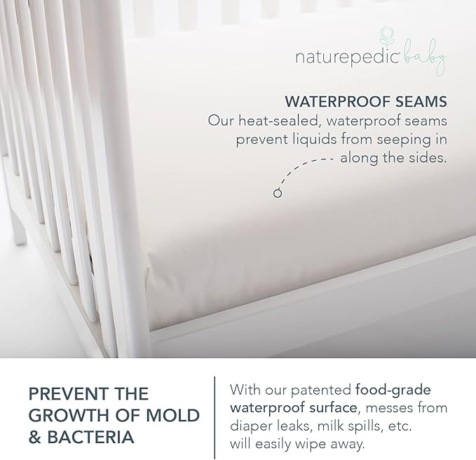 Naturepedic Organic Baby Crib Mattress - 2-Stage Lightweight Infant & Toddler Mattress - Waterproof Bed Mattress for Crib - Non-Toxic for Baby and Toddler Bed - 52" x 28”