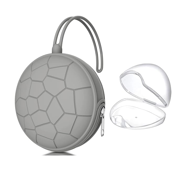 Smlpuame Pacifier Holder Case,Mothers Day Gifts for Mom BPA Free Portable Silicone Baby Pacifier Cover Pouch for Diaper Bag Stroller,Travel Outdoor Activities,Easy to Clean(Football & Grey)