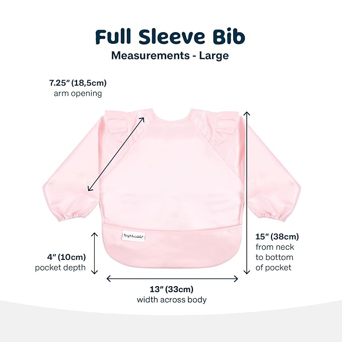 Tiny Twinkle Mess Proof Baby Bib,Waterproof Smock Baby Bib for Eating,Machine Washable Long Sleeve Bib,Baby Led Weaning,Toddler Bib,BLW Supplies(Rose, Large 2-4 Years)