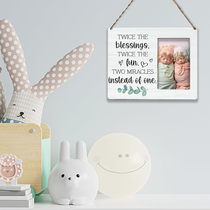 Twins Picture Frames Baby Items Twin Boys Girls Gifts For Mom Twice The Blessings Fun Two Miracles Instead of One Signs Photo Frame Table Desk Decor for Home Livingroom Bedroom Picture1802