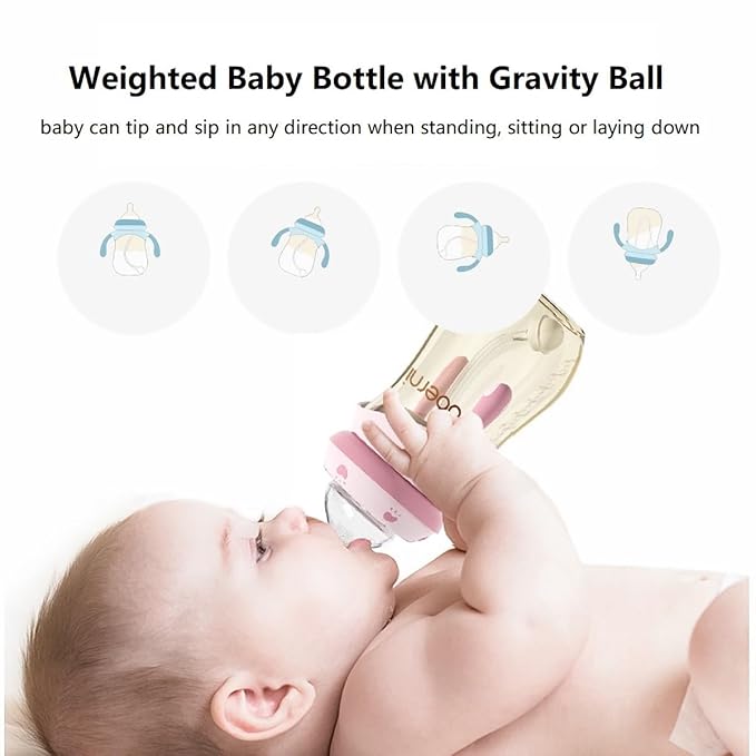 Baby Bottles, Anti Colic Breastfeeding Bottles with Medium Flow Nipples Size +, Wide Neck Baby Bottle for Babies, Newborn, Preemie 6+ Months, BPA Free (Blue, PPSU, 8 Ounce, 1 Pack)
