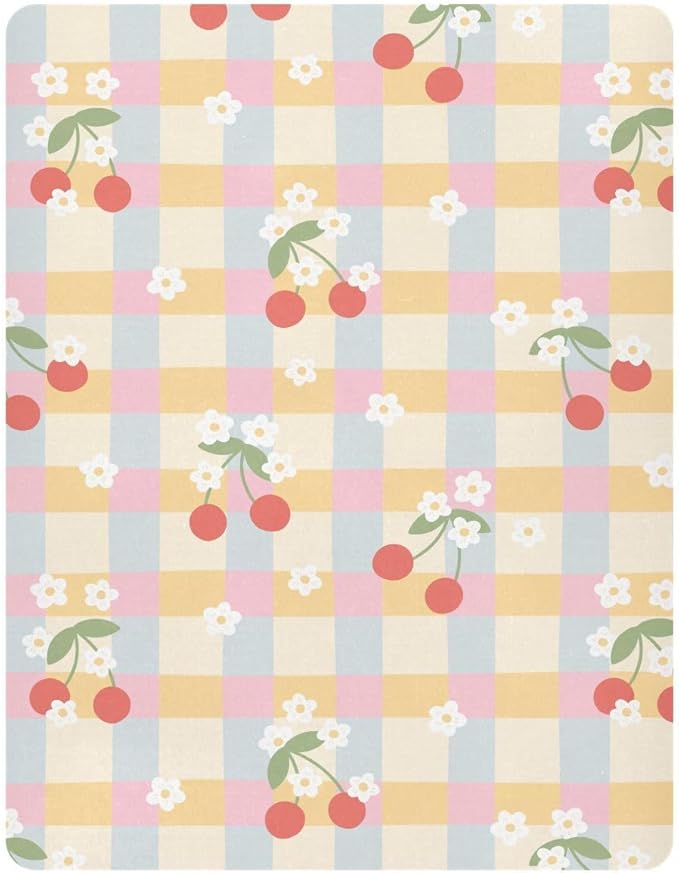 Baby Crib Sheets Gingham Flowers Crib Sheets for Boys Girls,Neutral Bassinet Toddler Bed Play Sheets Breathable Soft and Portable 52 * 28 * 9in