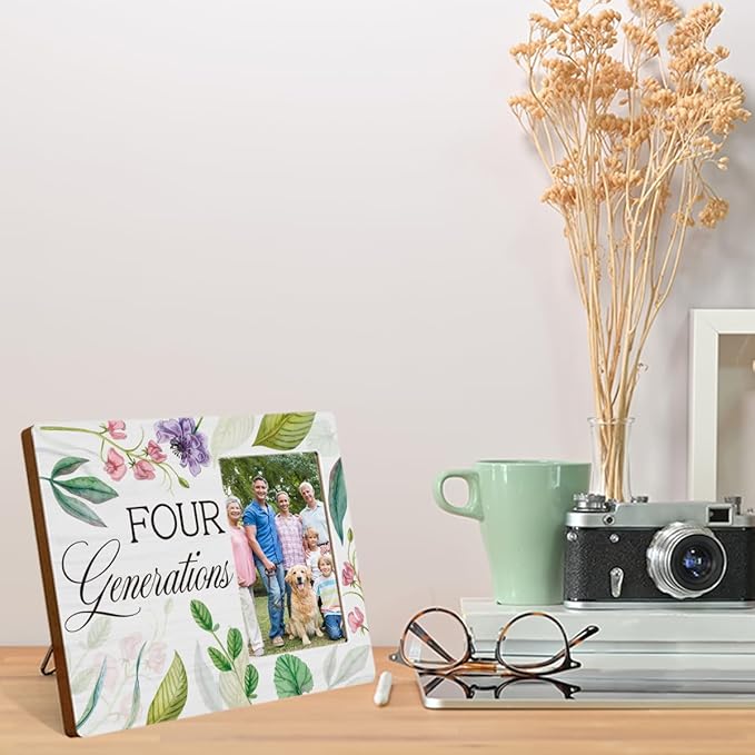 Four Generations Picture Gifts for Grandparents Family Four Generations Living Together Photo Frame Table Desk Decor for Home Livingroom Bedroom Tabletop Display Frame