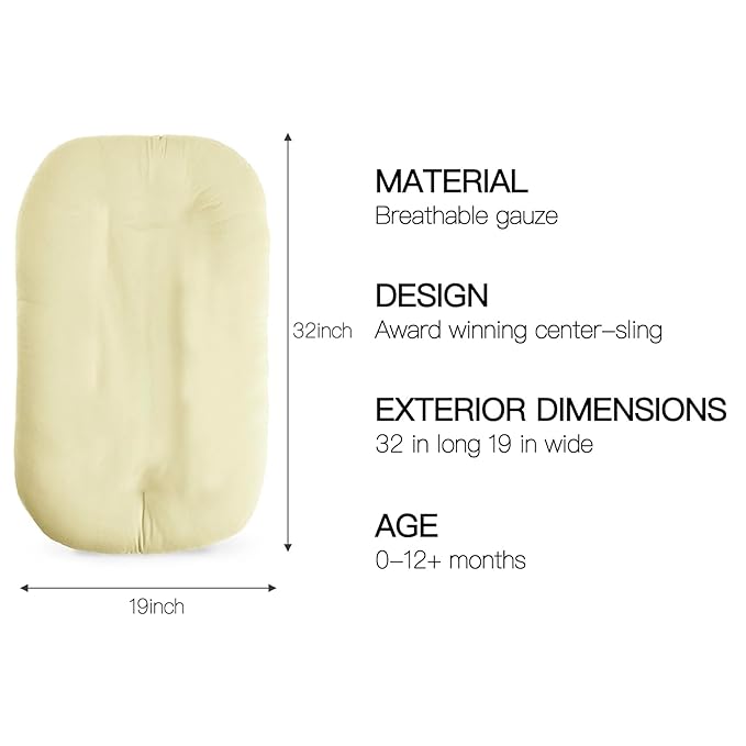 Baby Lounger - Snuggle Cozy Me Infant Lounger for Newborns | Breathable & Soft, Portable Awake-Time Pad, Essential Baby Gift- Yellow (Lounger Cover Included)