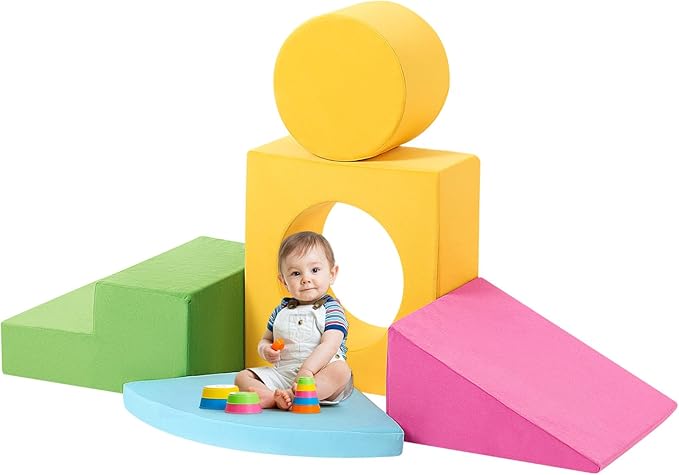 Toddler Climbing Toys Indoor, 5-Piece Colourful Foam Climbing Blocks for Toddlers 1-3 Years Old, Soft Play Climbing for Toddlers, Modular Crawling & Sliding Play Set for Home & Kindergartens