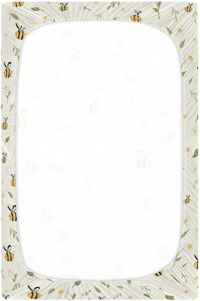 Bee Honey Crib Sheets for Neutral Bassinet Play Sheets,Sheets Toddler Bed Sheets for Baby Boys Girs 39 * 27 * 5in