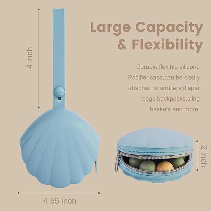 Silicone Pacifier Holder Case, Portable Leakproof Design Baby Pacifier Storage Case, BPA-Free, Easy Clean, 2 Pack
