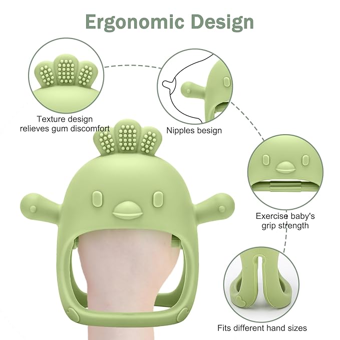 Baby Silicone Fruit Food Feeder Pacifier & Breastmilk Popsicle Freezer Molds,BPA Free Baby Food Storage Containers Frozen Ice Tray for Baby Feeding Safely, Infant Fruit Teething Toy (Green)