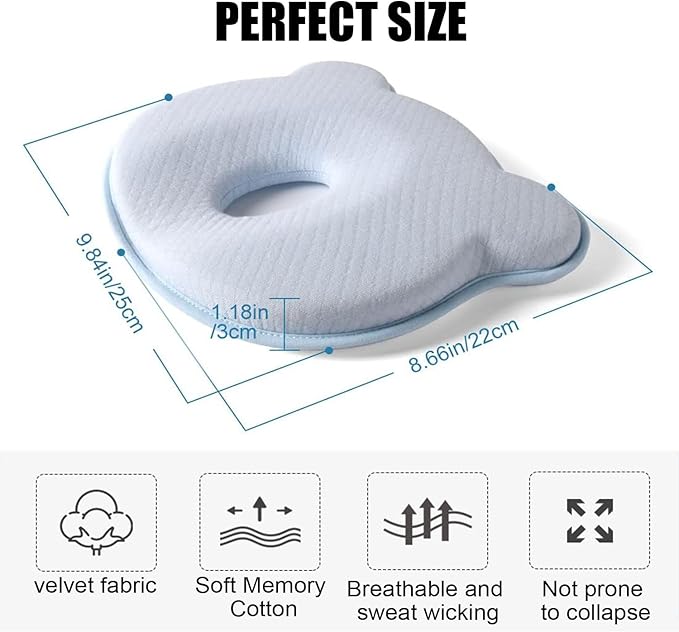 2025 New Upgrade Donut Soft and Cozy Pillow Prеvents FΙat hеad and Shapеs Hеad Breathable Pillow Blue