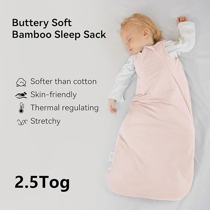 Rayon Made from Bamboo Sleep Sack 0-6 Months 2.5 Tog Winter Warm Ultra Soft Baby Wearable Blanket 0-3 Months Sleepsack 3-6 Months for Infant Newborn Babies Unisex Girl Boy 2-Way Zipper Quilted Thick