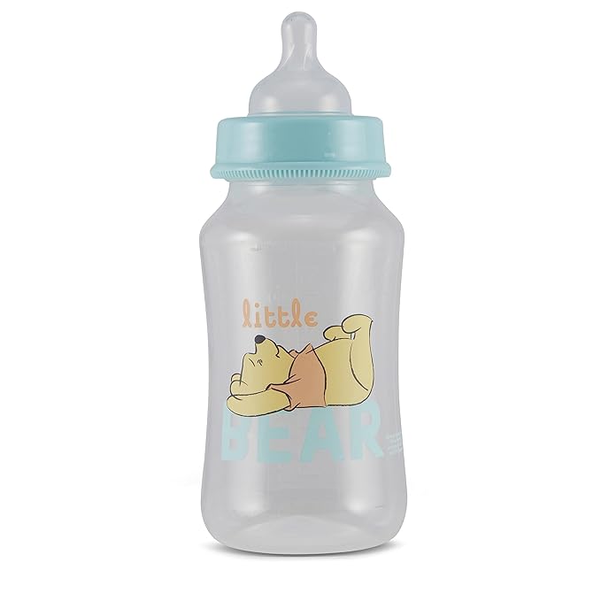 Disney Winnie The Pooh Baby Bottles 11 oz for Boys or Girls | 2 Pack of Infant Hourglass Shaped Bottles with Cover for Newborns and All Babies | BPA-Free Plastic Baby Bottle for Baby Shower