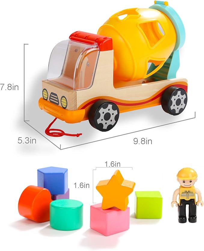 TOP BRIGHT Wooden Shape Sorter Toys for Toddlers Learning Sort and Match for 2 Year Old
