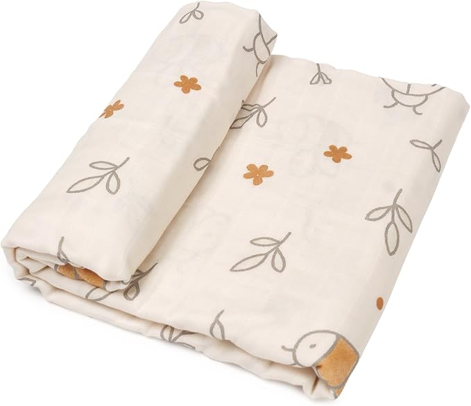 HECCEI Muslin Swaddle Blanket - Baby Muslin Blanket Large Swaddles 47 x 47 inches Breathable & Soft Baby Receiving Blanket Gender Neutral for Newborn Boys Girls, Garden Friend