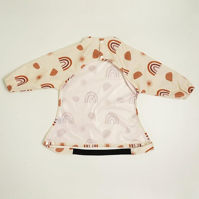 Long Sleeve Baby Bib - Mess-Proof Feeding Bibs for Babies - Adjustable, Waterproof, and Highchair/Table Attachment
