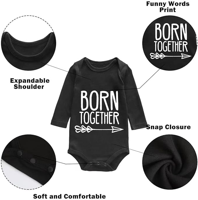 YSCULBUTOL Baby Twins Bodysuits Best Friends Forever Baby Clothes Set with Bibs Girl Outfit with hat